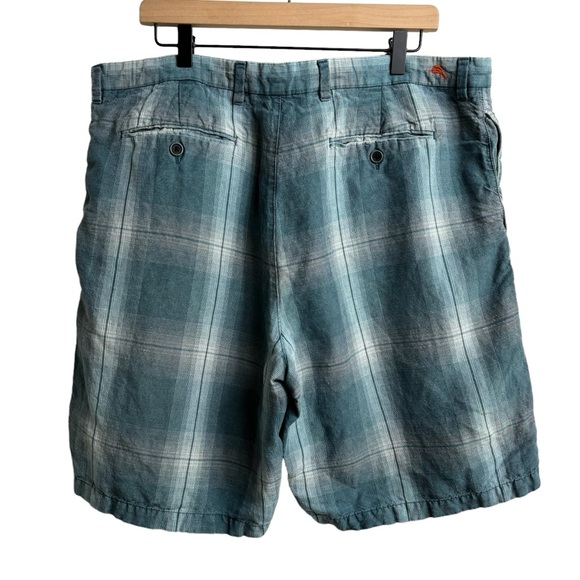 Tommy Bahama Blue Plaid Linen Blend Men’s Shorts Size 38 - Picture 9 of 9